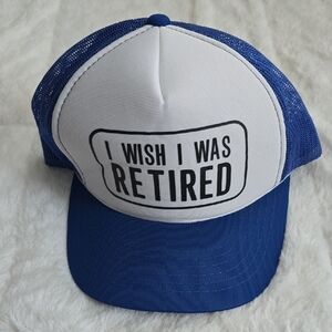 Blue and White 'Retired' Trucker Hat